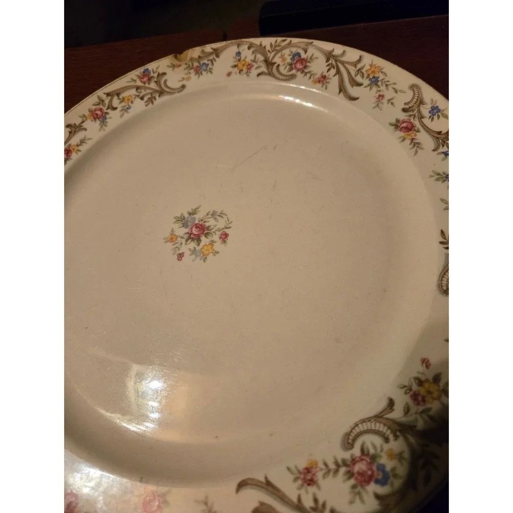Vintage Taylor Smith Taylor‎ Everglade Floral Dinner Plate Cream Ceramic TST